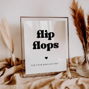 Señal retro elegante de Flip Flops blanco y negro
