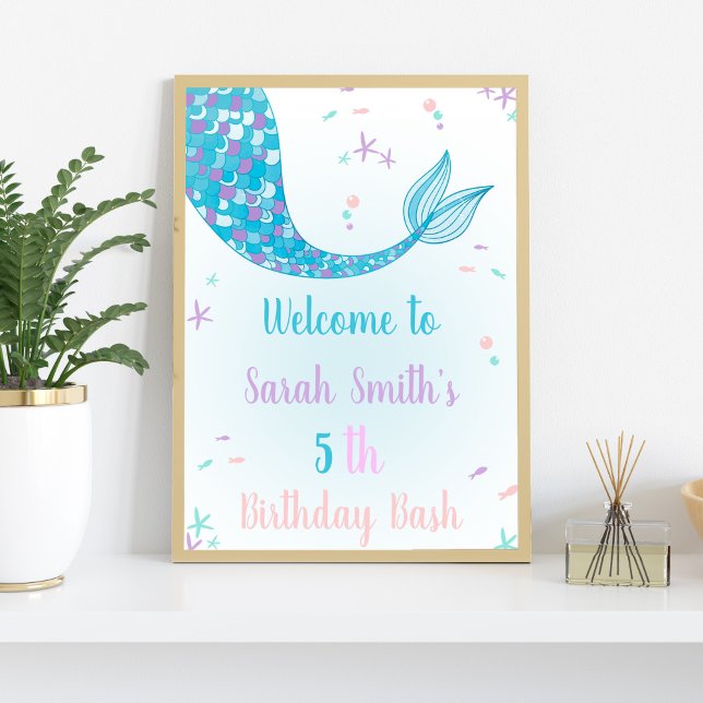 Señales de bienvenida de sirena verde (Green Mermaid Welcome Signs)
