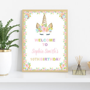 Señales de bienvenida Floral de unicornio