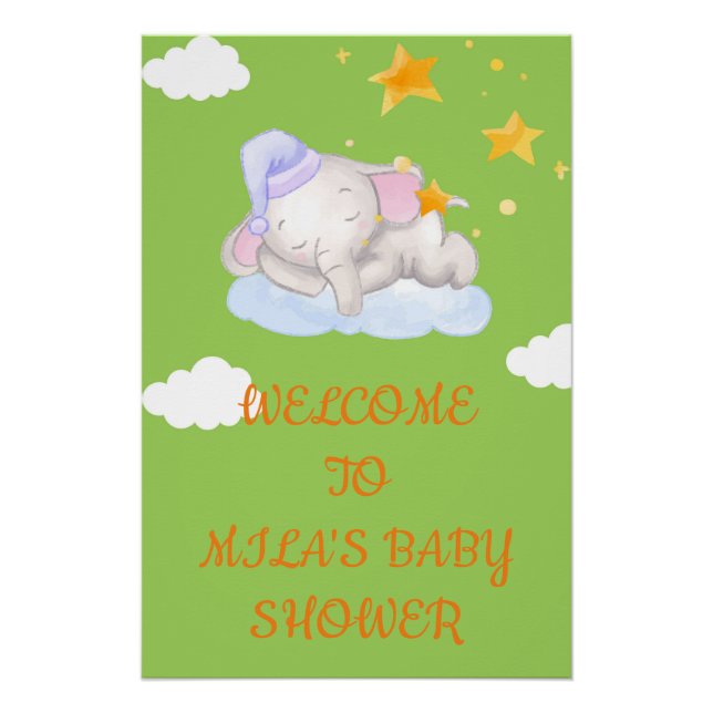 SEÑALES DE BIENVENIDA POSTER BABY SHOWER BABY ELEP (Anverso)