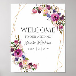 Señales de bienvenida Rosas morados y azules