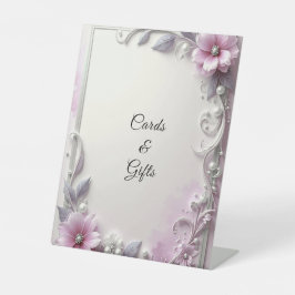 Señales de mesa con marco floral rosa