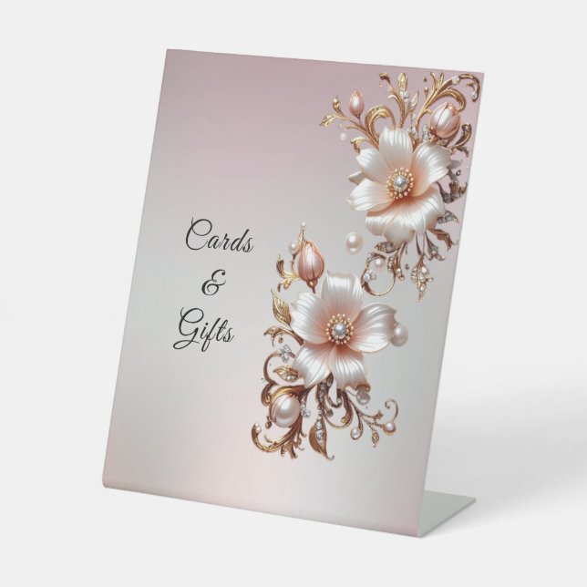 Señales decorativas de flores rosadas para mesa (Anverso)