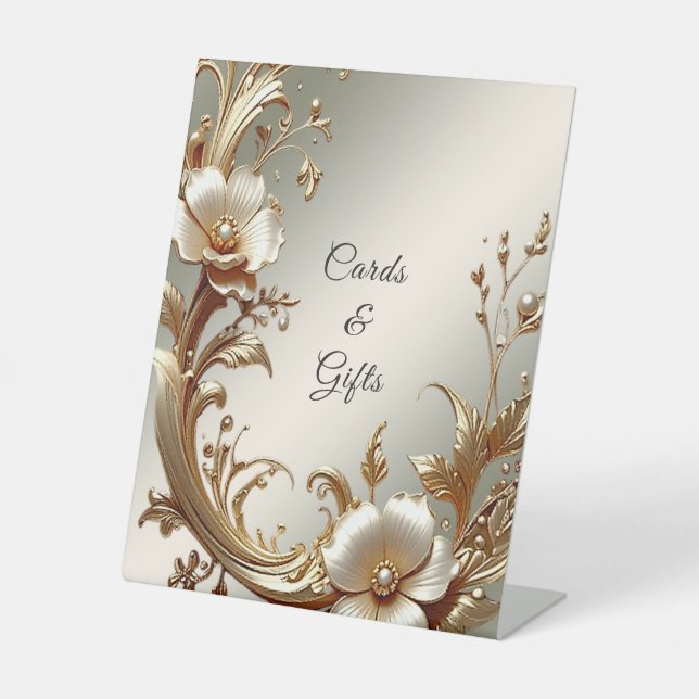 Señales Florales Dorados para Mesa (Anverso)