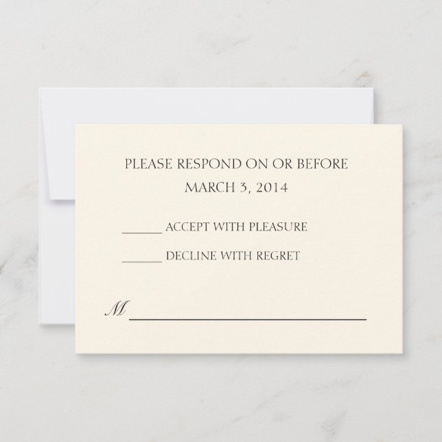 Sencilla boda de marfil RSVP (Anverso)