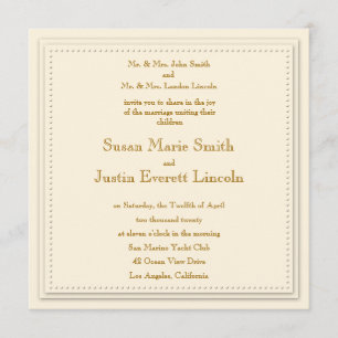 Sencilla elegancia Crema Square Invitación