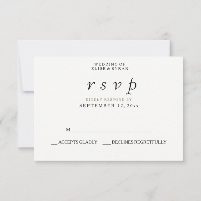 Sencilla elegancia de escritura moderna Boda RSVP (Anverso)