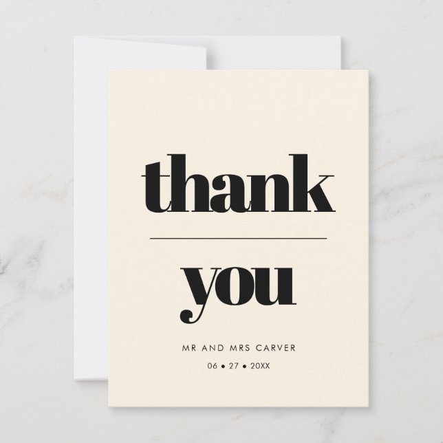 Sencilla elegancia y moda boda Cream Gracias (Anverso)