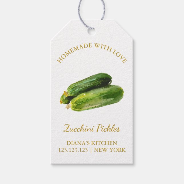 Sencilla etiqueta casera Zucchini Pickle Hang Blan (Anverso)