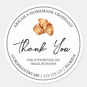 Sencilla etiqueta croissant casero de agradecimien