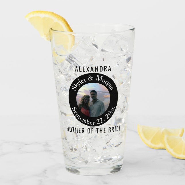 Sencilla fotografía redonda en blanco y negro Boda (Anverso (hielo))