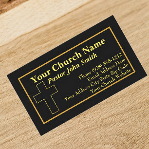 Sencilla Iglesia Pastor Tarjetas cruzadas de oro