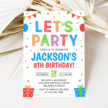 Sencilla Invitación Colorida de Cumpleaños