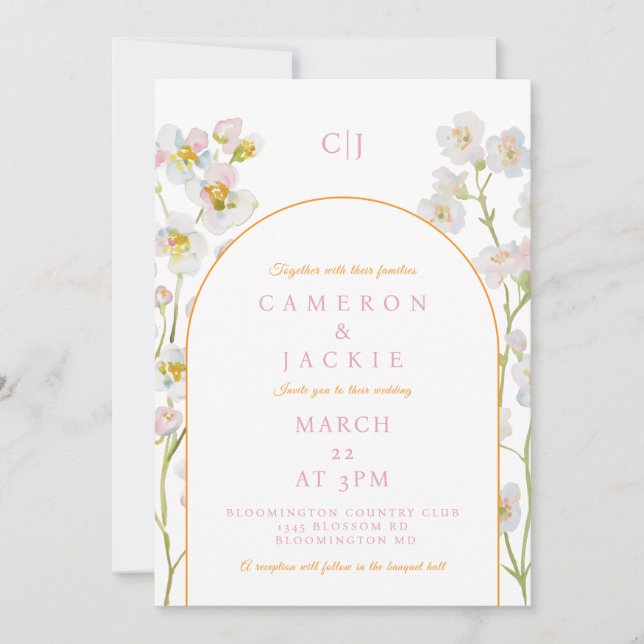 Sencilla invitación de boda con aliento de bebé (Anverso)