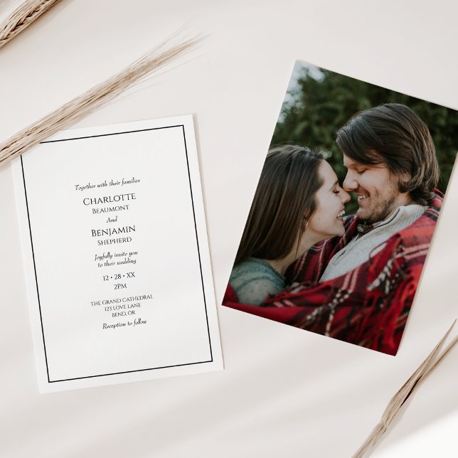Sencilla Invitación de Boda con Foto Moderna Minim (Subido por el creador)