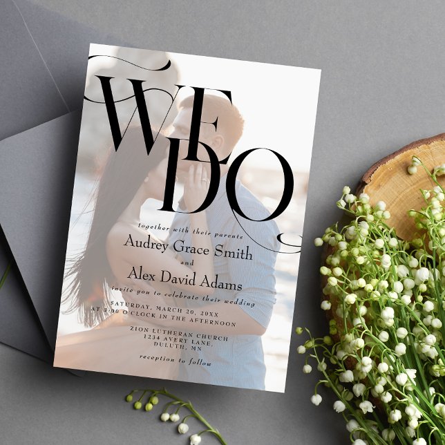 Sencilla Invitación de Boda con Foto Moderna que D (Share your love with this Simple Modern ‘We Do’ Photo Wedding Invitation. Minimalist elegant design.)