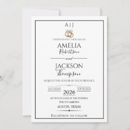 Sencilla Invitación de Boda Económica en Blanco y 