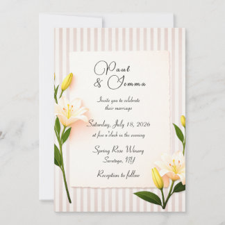 Sencilla Invitación de Boda Floral de Lirio con Ra