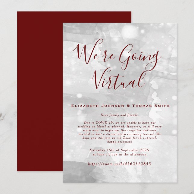 Sencilla invitación de boda virtual (Anverso / Reverso)
