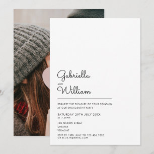 Sencilla Invitación de Compromiso con Foto en Blan