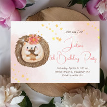 Sencilla Invitación de cumpleaños de erizo con acu