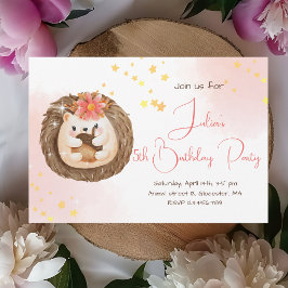 Sencilla Invitación de cumpleaños de erizo con acu