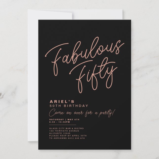Sencilla Invitación de Cumpleaños Moderno Fabuloso (Anverso)
