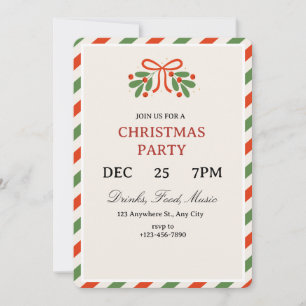 Sencilla invitación de fiesta de Navidad Holly