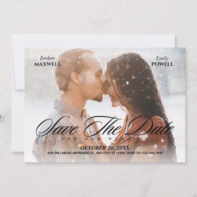 Sencilla Invitación de foto de boda romántica eleg (Anverso)