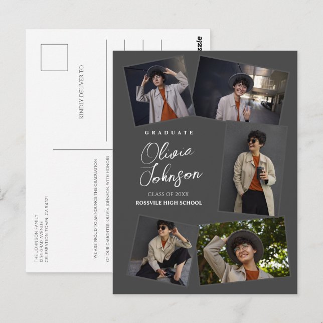 Sencilla Invitación fotográfica Mínima Graduada Gr (Anverso / Reverso)