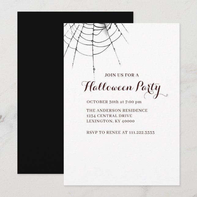 Sencilla invitación moderna para fiesta de Hallowe (Anverso / Reverso)