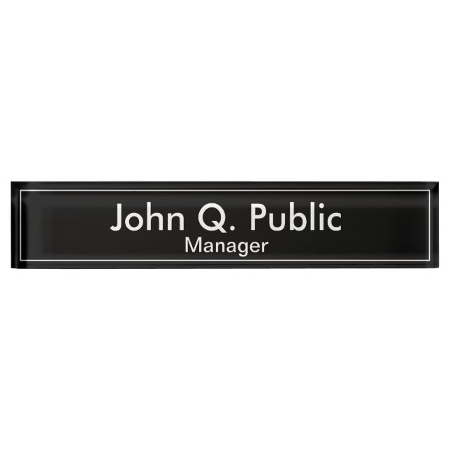 Sencilla placa con nombre de escritorio negro simp (Anverso)