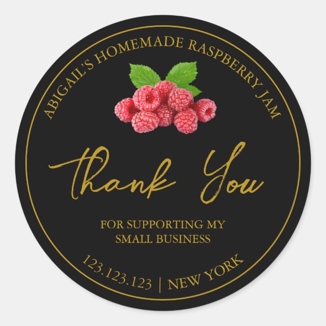 Sencilla Raspberry Jam Gracias Etiqueta (Anverso)