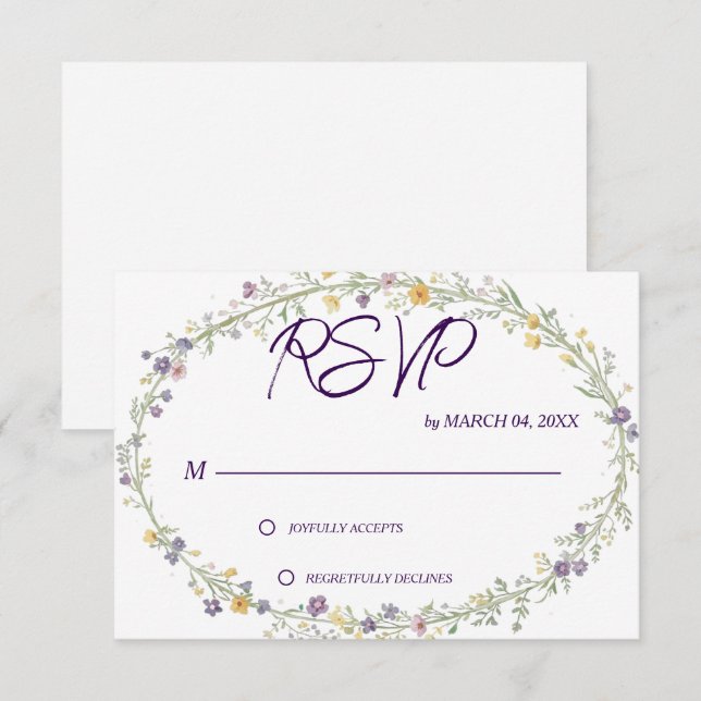 Sencilla respuesta de boda floral moderna clásica (Anverso / Reverso)