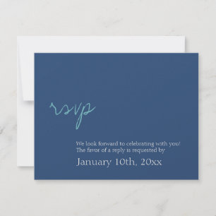Sencilla respuesta de RSVP de boda azul con brillo