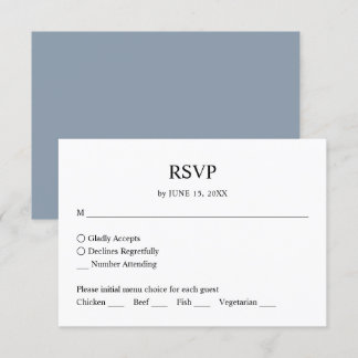 Sencilla respuesta de RSVP de boda minimalista azu