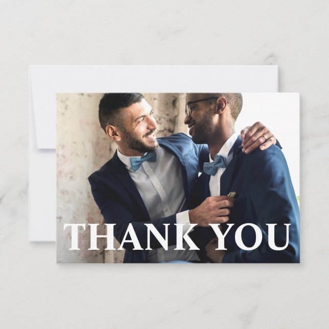 Sencilla tarjeta de agradecimiento de foto de boda (Anverso)