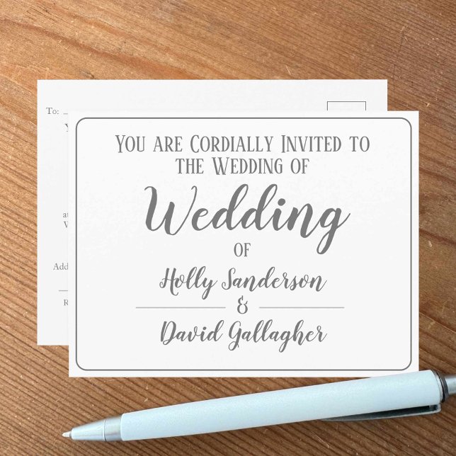 Sencilla Tarjeta de Invitación de Boda Gris Plata  (Subido por el creador)