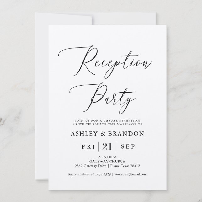 Sencilla Tarjeta de Invitación de Boda Rústica con (Anverso)