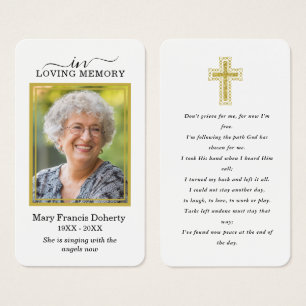 Sencilla tarjeta de oración funeraria de la foto d