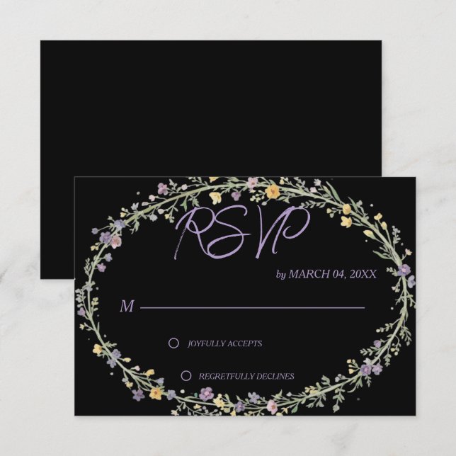 Sencilla Tarjeta de Respuesta de Boda Floral Moder (Anverso / Reverso)
