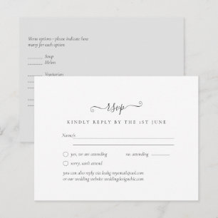 Sencilla Tarjeta de Respuesta RSVP de Boda Blanca