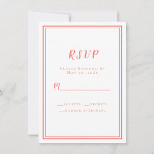 Sencilla Tarjeta de RSVP de Boda Minimalista Coral