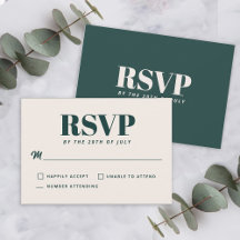 Sencilla Tarjeta de RSVP Minimalista Moderna Verde