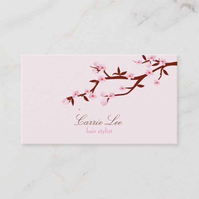 Sencilla tarjeta de visita Sakura con flores de ce (Anverso)