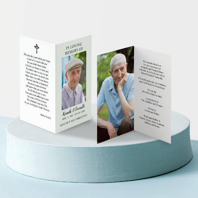Sencilla tarjeta plegada de plegaria de memoria fu (Simple Funeral Memorial Photo Folder Prayer Card)