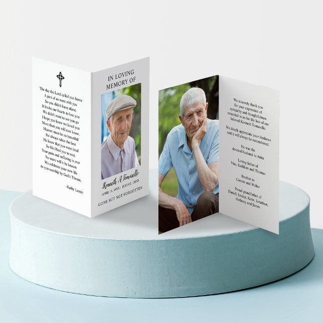 Sencilla tarjeta plegada de plegaria de memoria fu (Simple Funeral Memorial Photo Folder Prayer Card)