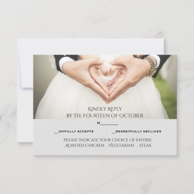 Sencilla Tarjeta RSVP Personalizado Elegante Con E (Anverso)