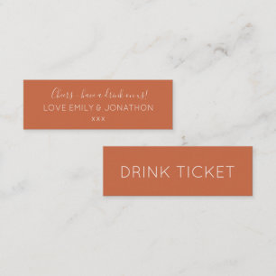 Sencilla Teracotta Boda Recepción Bebidas Ticket