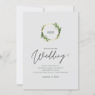 Sencilla vegetación deja Boda de estilo de escritu